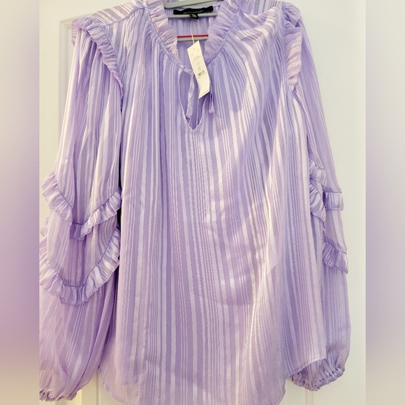 NWT White House Black Market Lilac Striped Blouse Sz XL - Picture 8 of 11